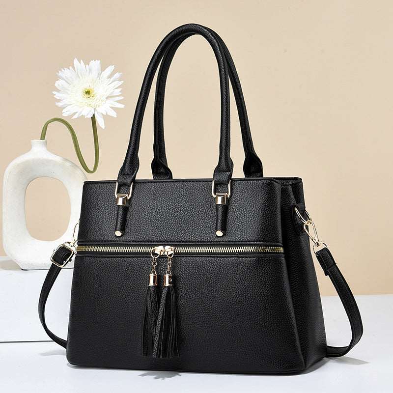 Women's Large Capacity Soft Leather Tassel Shoulder Bag