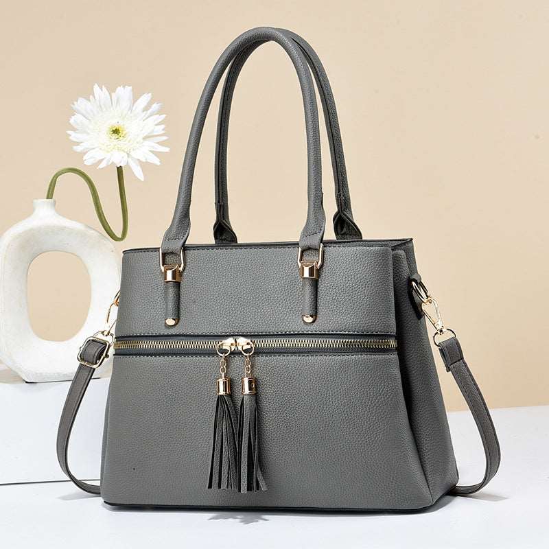 Women's Large Capacity Soft Leather Tassel Shoulder Bag