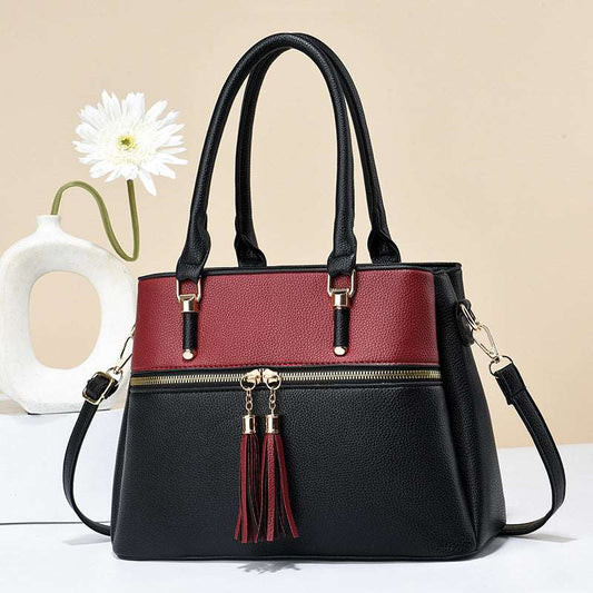 Women's Large Capacity Soft Leather Tassel Shoulder Bag