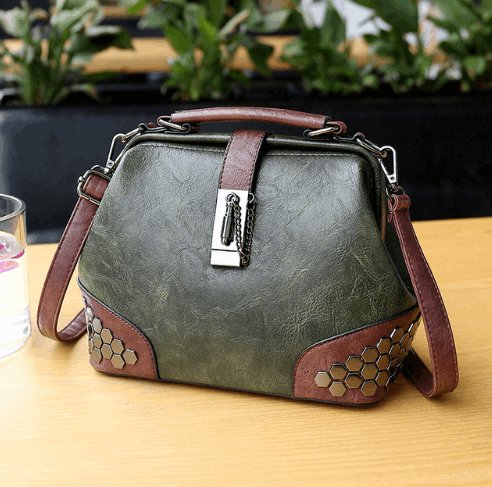 Women's Lock Chain Rivets Crossbody Shoulder Bag