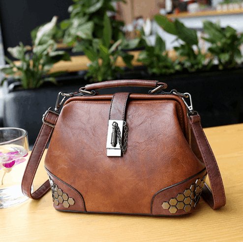 Women's Lock Chain Rivets Crossbody Shoulder Bag